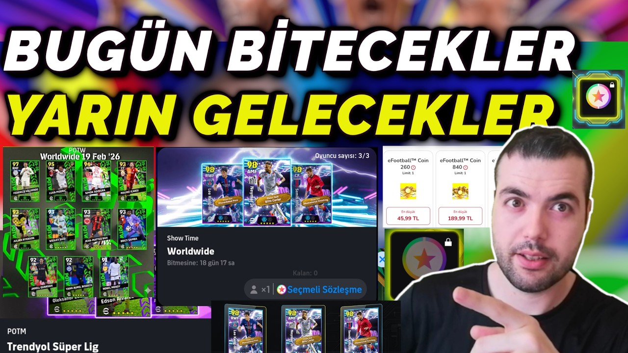 BUGÜN BİTECEKLER YARIN GELECEKLER🔥BEDAVA SHOW TİME, SON HAFTA,POTW, İLERİDE GELECEKLER ( eFootball )