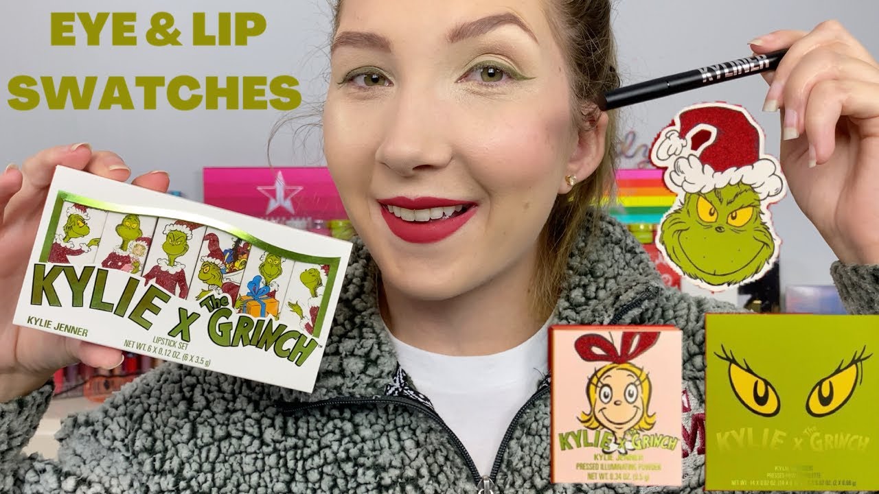 KYLIE X GRINCH COLLECTION EYE & LIP SWATCHES