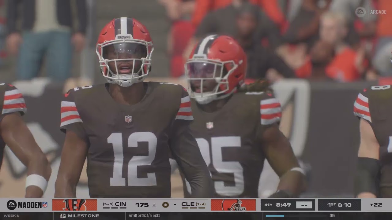Madden NFL 26 Bengals vs Browns 4-я четверть 6-й недели, новичок пытается установить рекорд y2