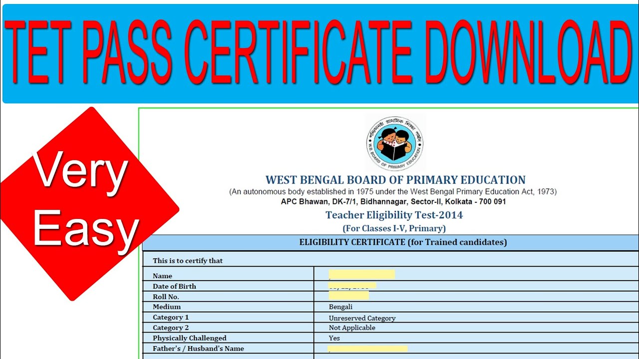 Tet pass certificate download // primary tet pass certificate // 2014 tet pass certificate