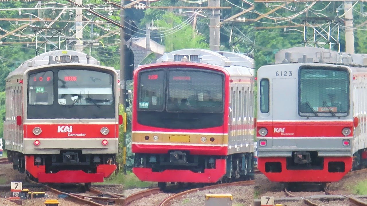 Kumpulan Kereta KRL Commuter Line di Stasiun Pasar Minggu : Kereta Listrik KRL Berangkat & Tiba