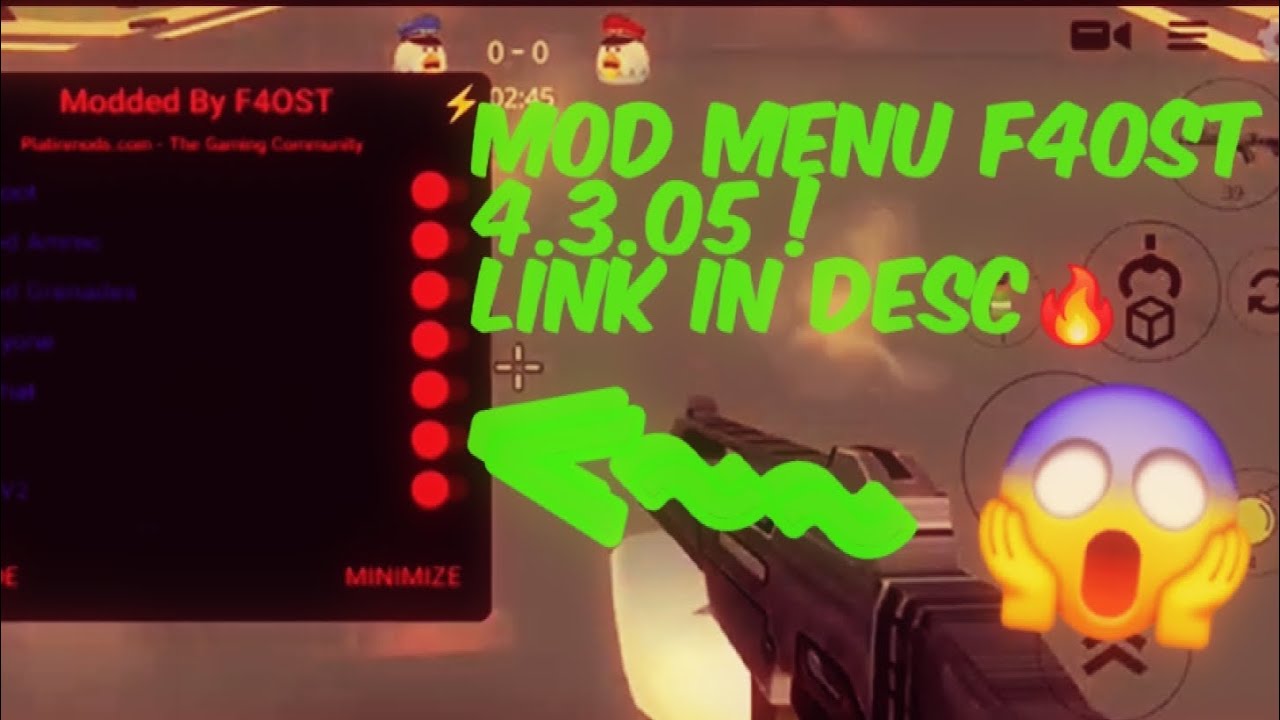 CHICKEN GUN ✔️MOD MENU F4OST ✔️ VERSION 4.3.05 ✔️ NO KEY ✔️ 100% TRUE✔️