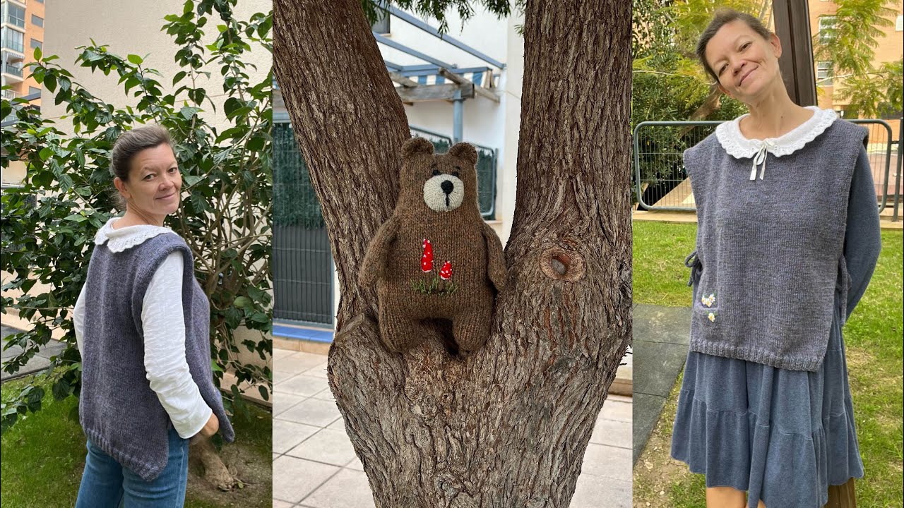 Жилет-накидка и вязаный мишка 🐻