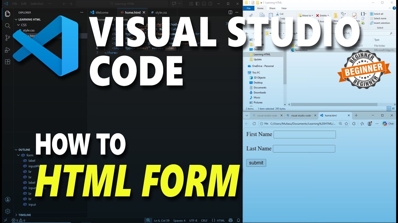 Visual Studio Code HTML How To Form