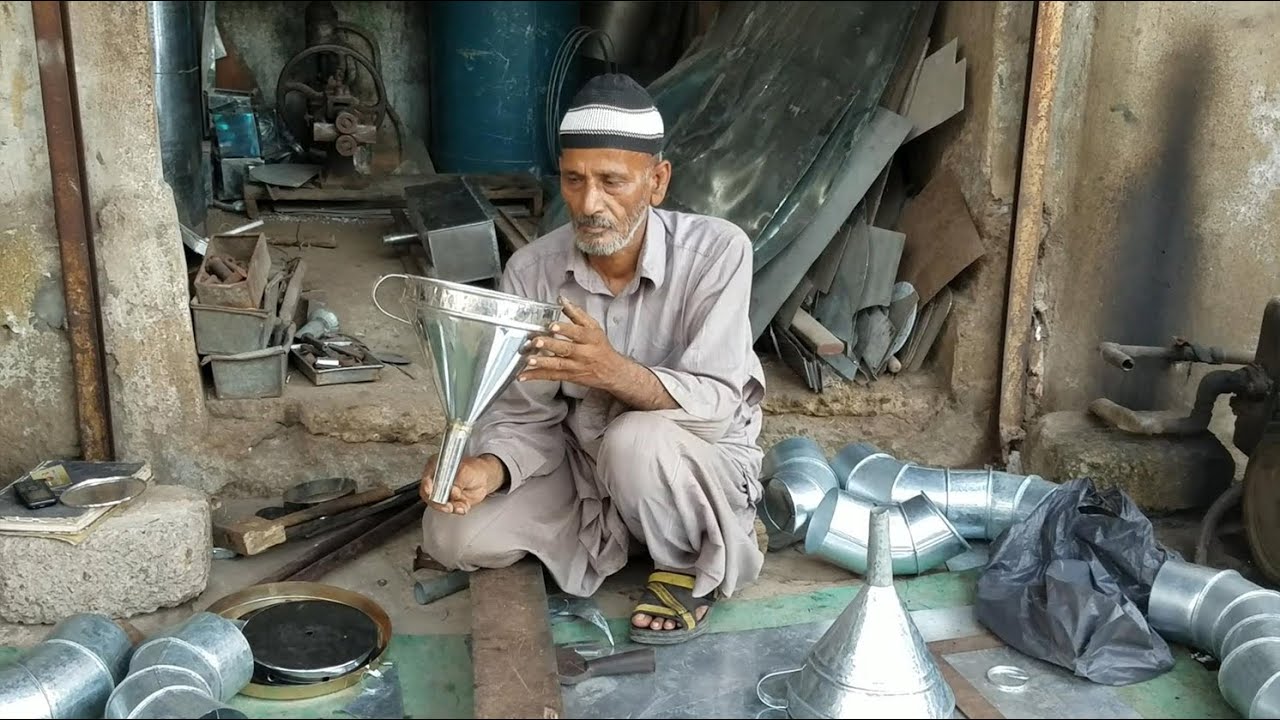 Handmade Galvanized Sheet Funnel Manufacturing | Funnel Making | Oil Kuppi Making | Hand Fun