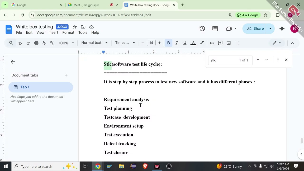 Stlc and testplan