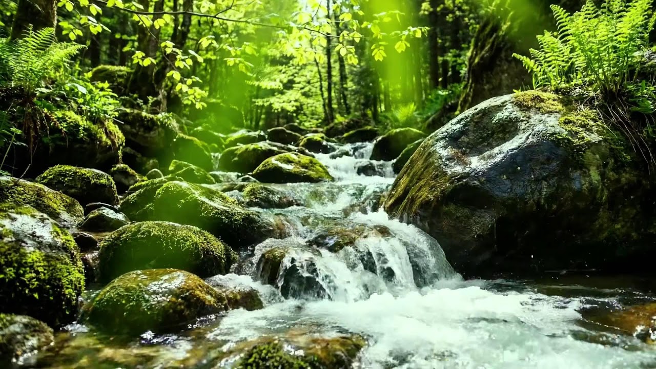 Deep Forest Stream Flowing, Chirping Birds Singing, Ten Hours of Calm and Peaceful Nature Sounds