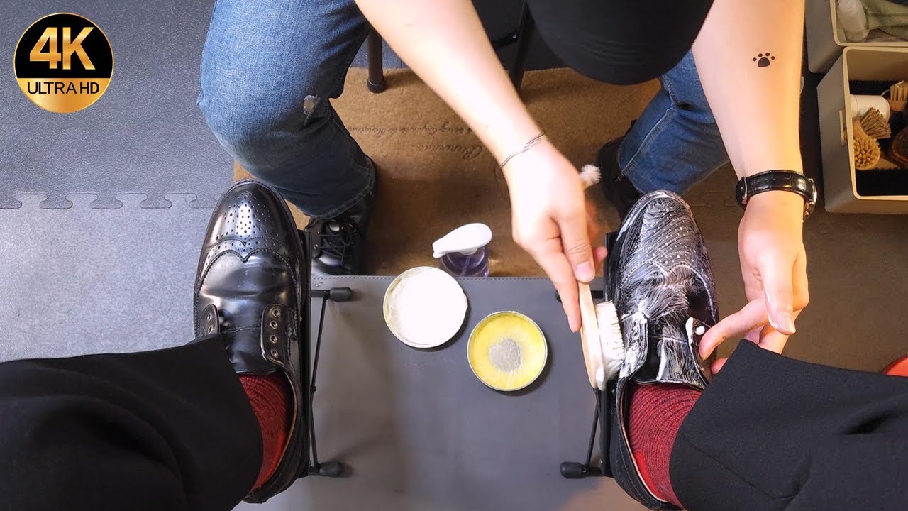 편안함을 주는 구두닦기 ASMR! Shoe Shine Ritual ASMR: Finding Peace in Shoe Maintenance
