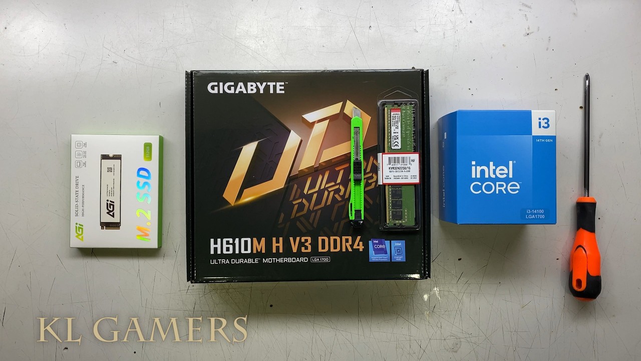 intel 14th Gen Core i3 14100 GIGABYTE H610M H V3 DDR4 AGi SSD Easy Small Computer Build