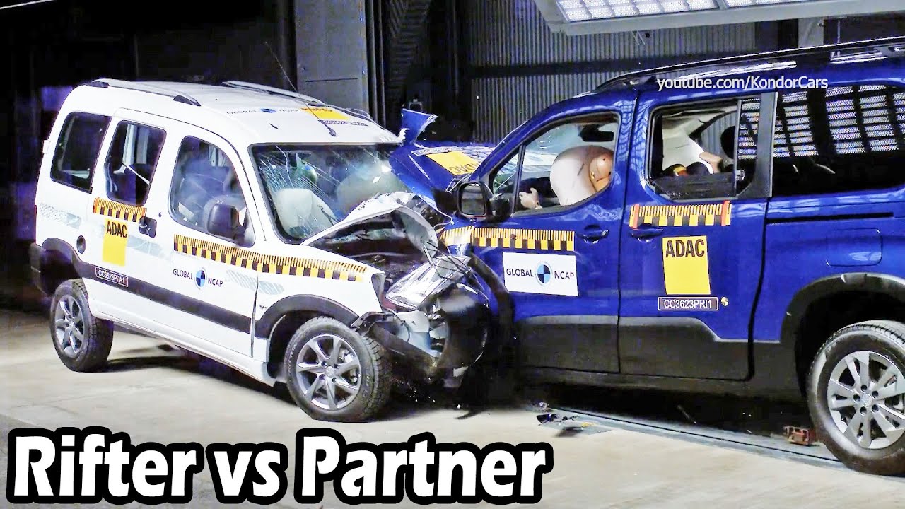 Peugeot Rifter vs Peugeot Partner - car to car crash test NCAP