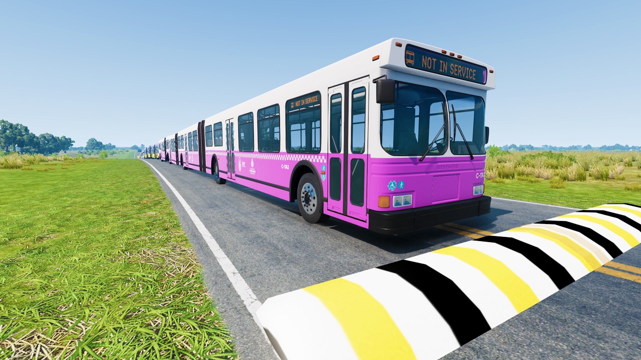 LONG BUS, SCHOOL BUS, CITY BUS Vs MASSIVE SPEED BUMPS - BeamNG.Drive