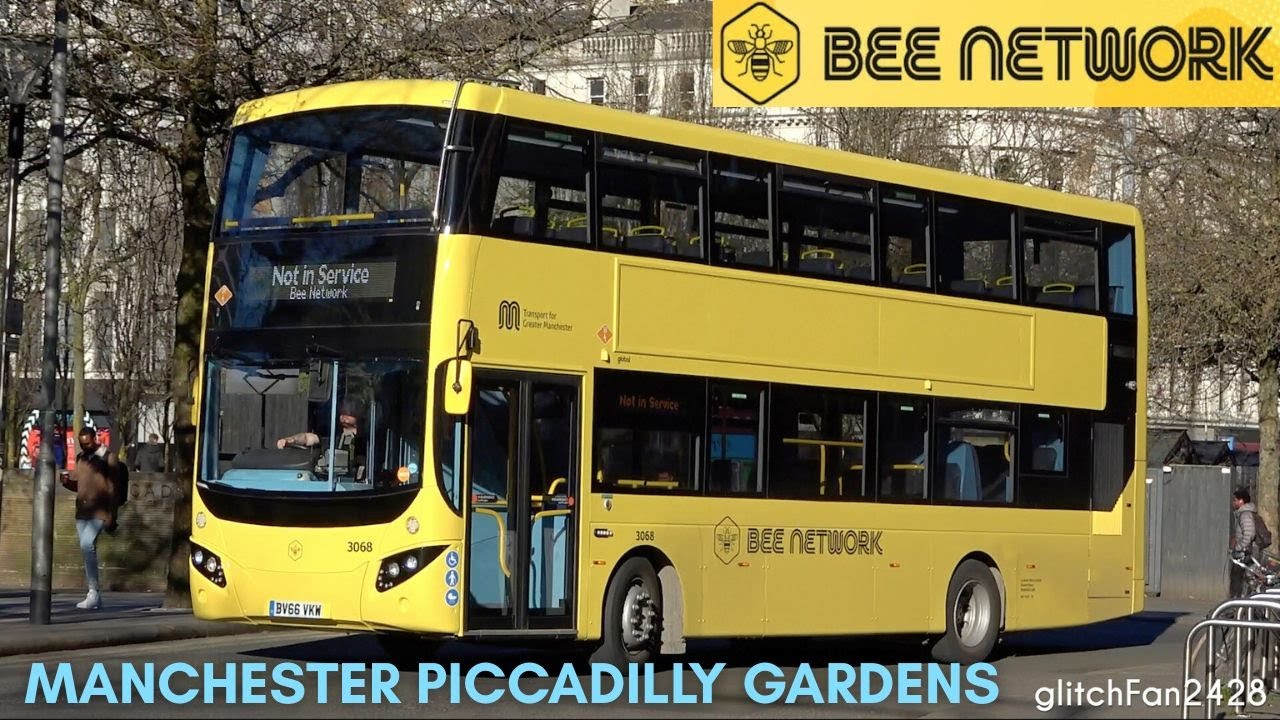 Buses at 🐝 Manchester Piccadilly Gardens, England 2025