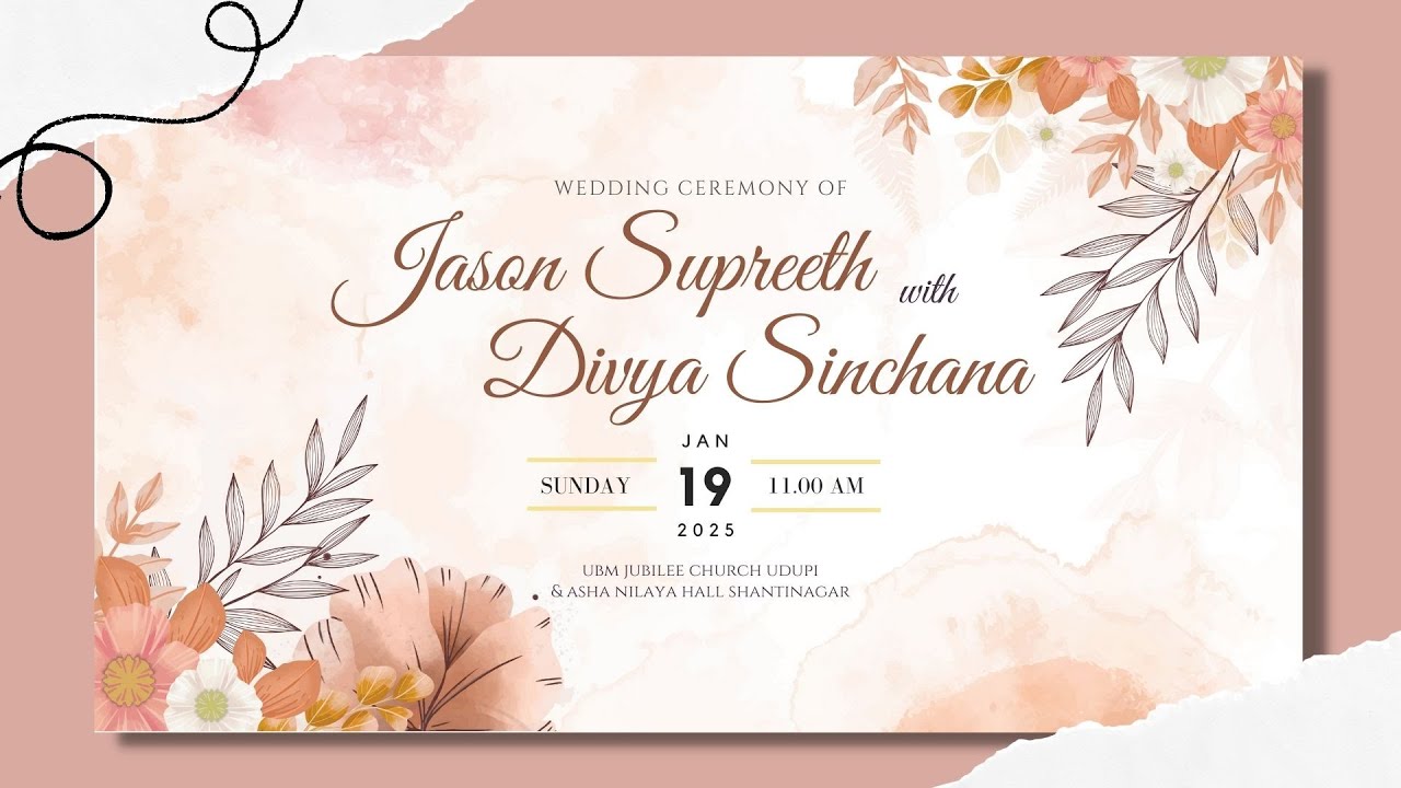 Big Day | Wedding Ceremony of Jason Supreeth & Divya Sinchana | 19.01.2025 | 11.00AM - Udupi