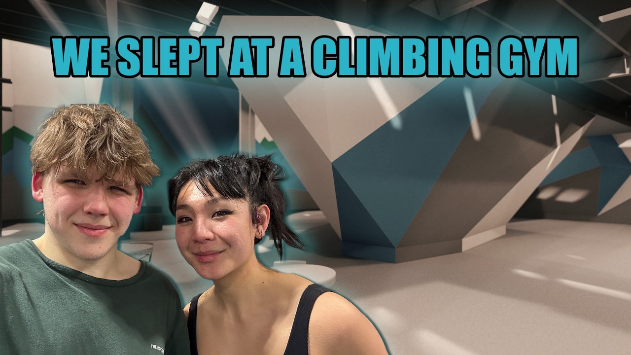 WE STAYED OVERNIGHT AT A CLIMBING GYM