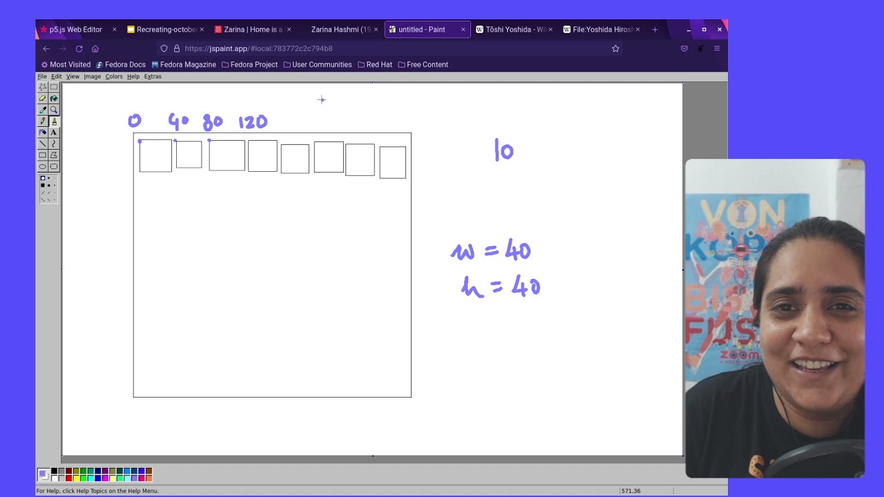 How to: Make for loops and use Rotation in p5.js