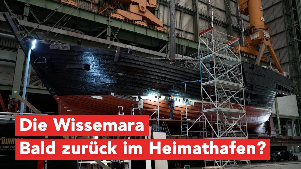 Wismars Wahrzeichen auf dem Trockenen: Die Wissemara in der Stralsunder Volkswerft