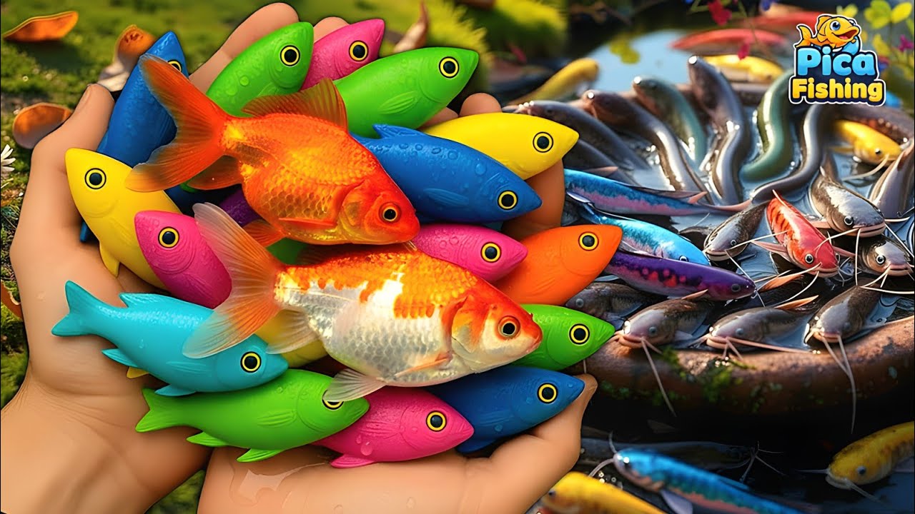 Catching Beautiful Fish Inside Colorful Eggs! Goldfish, Tetra, Koi & Patin Surprise 😱