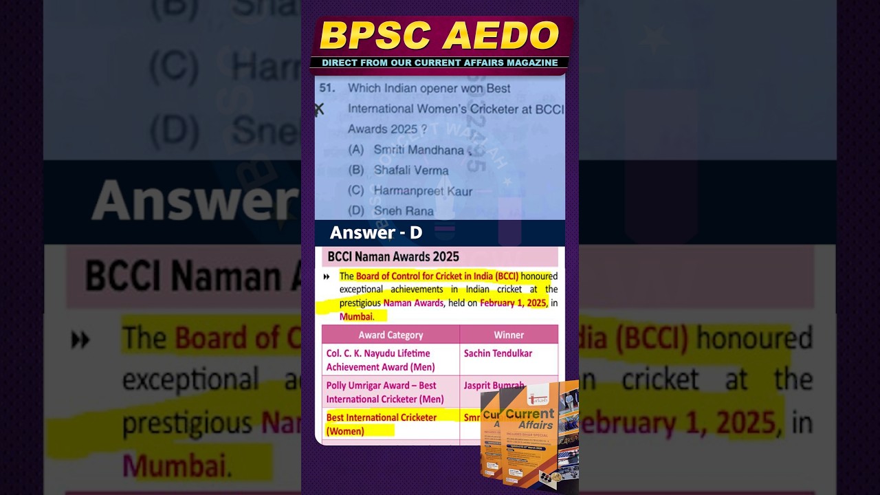 🔥Direct Hits: Current Affairs 🔥BPSC AEDO 2026  #bcw #shorts #trending #AEDO