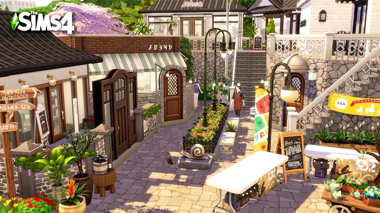 [심즈4 건축] 공방 거리 Sims4 Speed Build NO CC Craft Workshop Street(hanok)