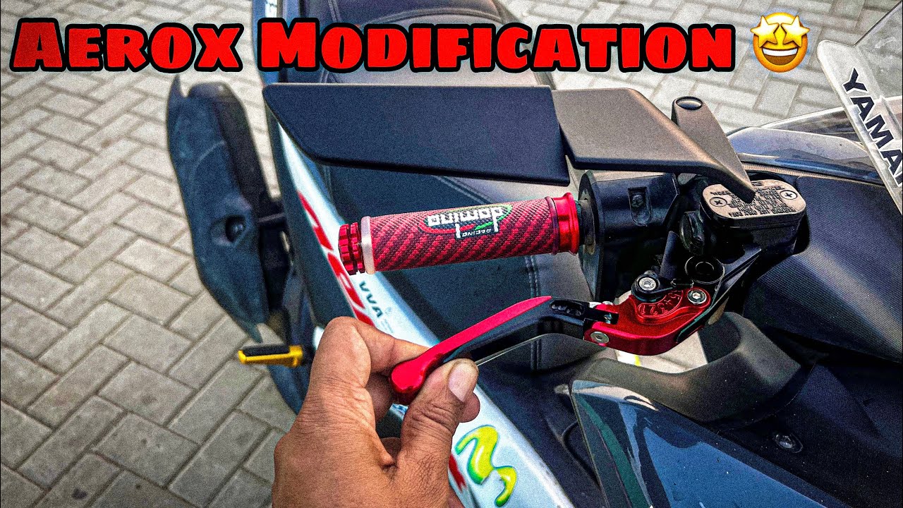 Aerox Modification 🤩 | Aerodynamic Mirror | Folding Lever | Cnc Footrest | Domino Grip | Techno khan