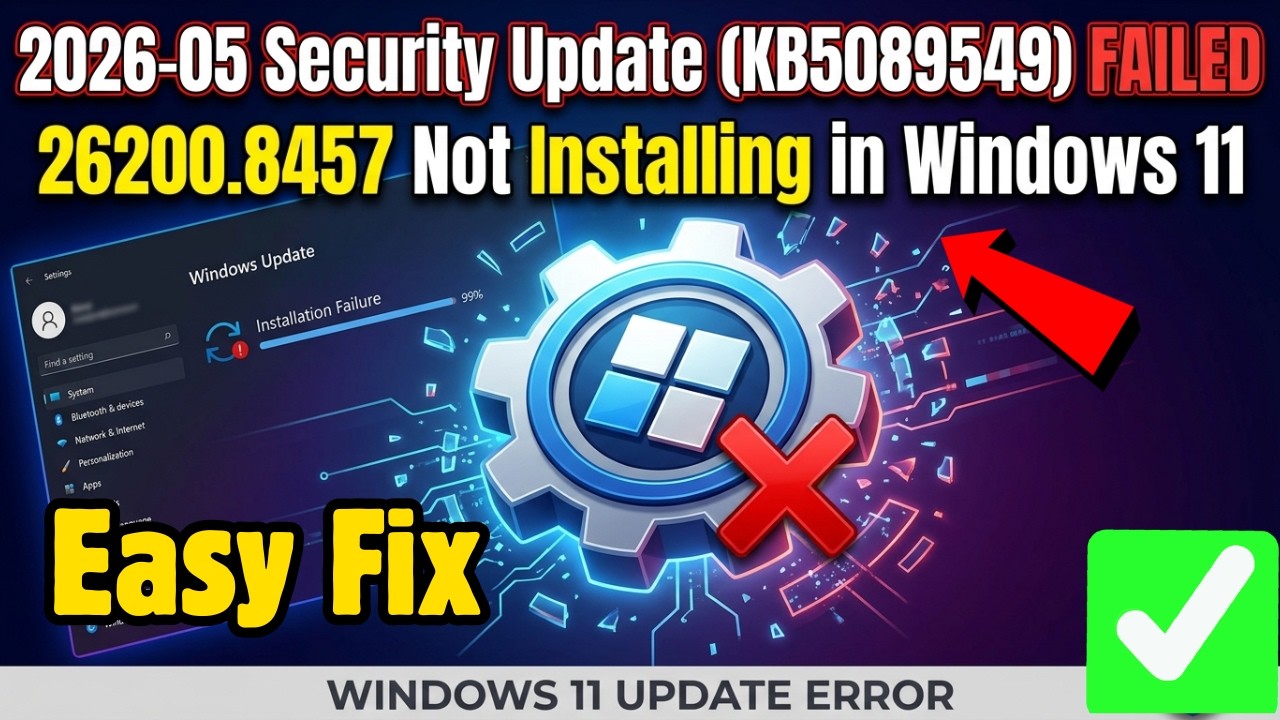 How to fix 2026-05 Security update (KB5089549) 26200.8457 Not installing in Windows 11
