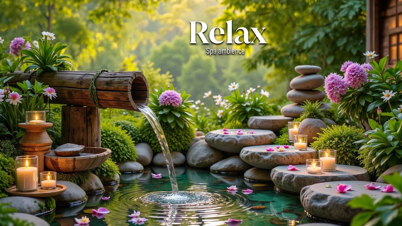 Soothing Spa Piano + Bamboo Water Sounds 🌿 Insomnia Relief, Calm Anxiety & Depression, Study Music