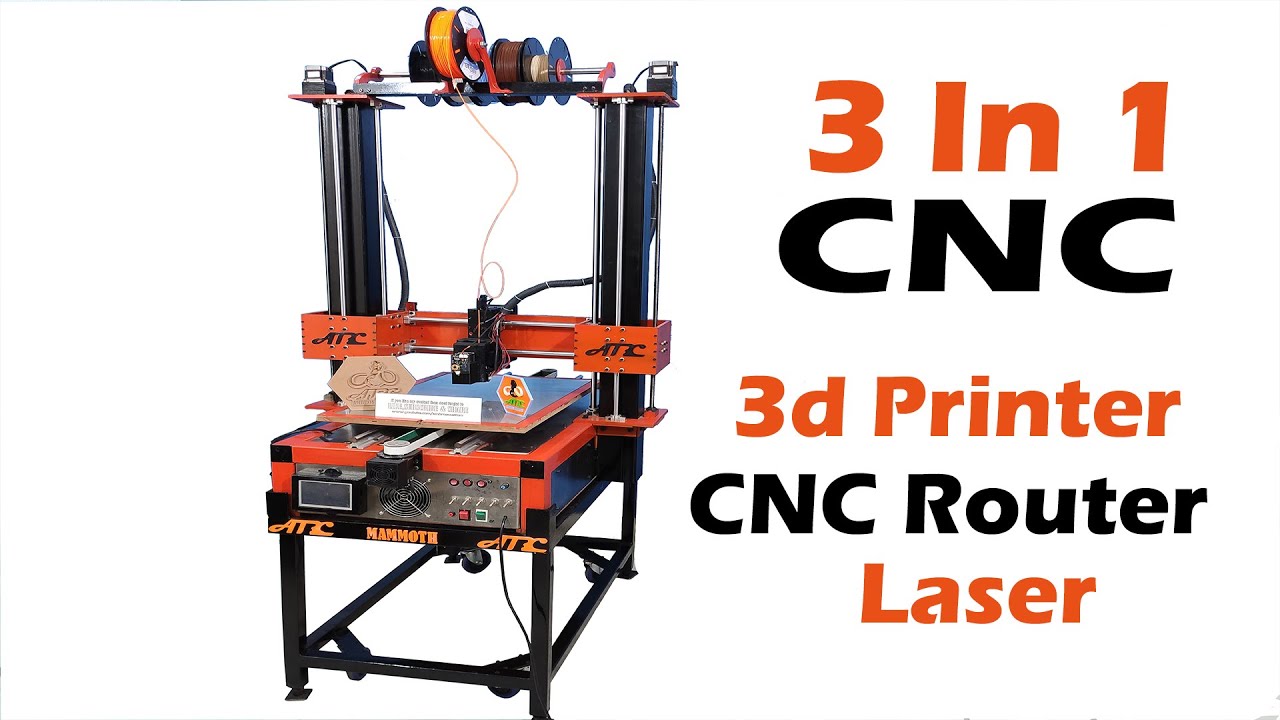Homemade 3 In 1 CNC Machine, Router, 3d Printer & Laser Engraver - By AMbros custom