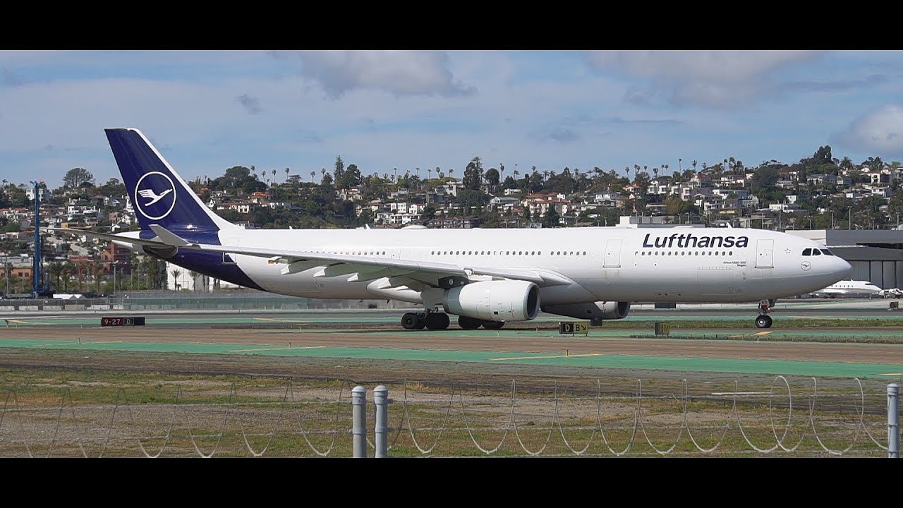 [HD] *EQUIPMENT SWAP*  Lufthansa Airbus A330-300 Takeoff from San Diego