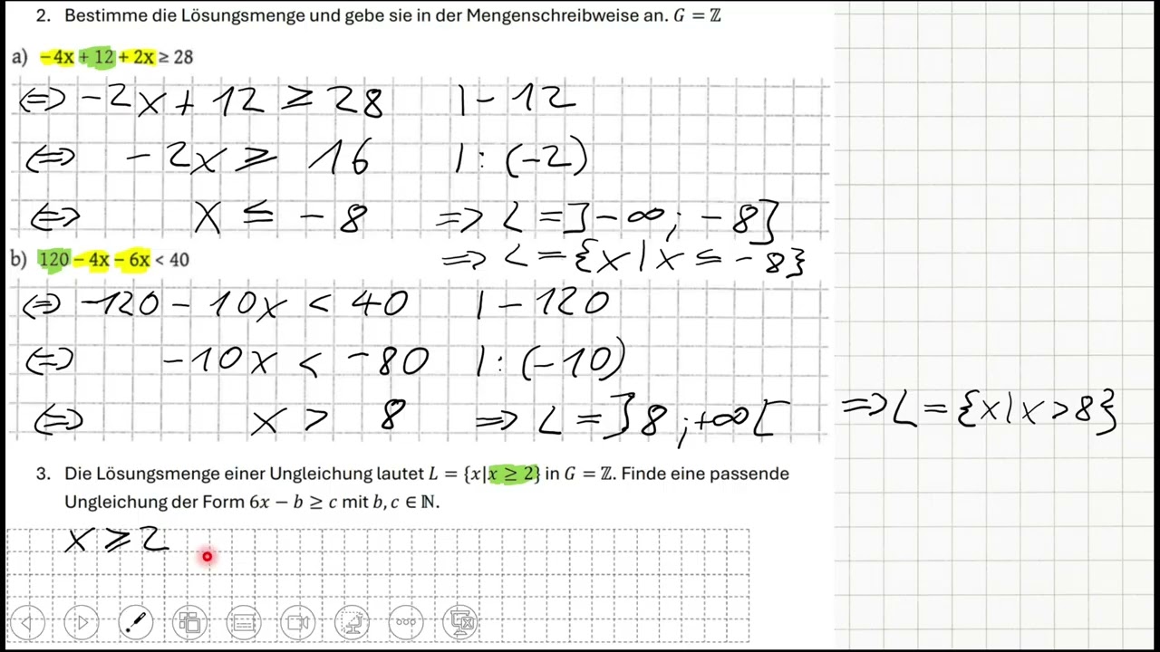Arbeitsblatt: Ungleichungen Teil 1
