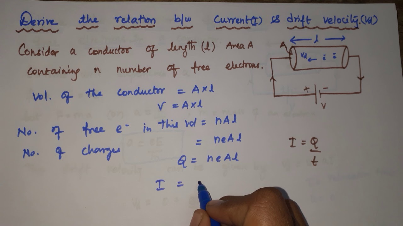 RELATION B/W CURRENT & DRIFT VELOCITY