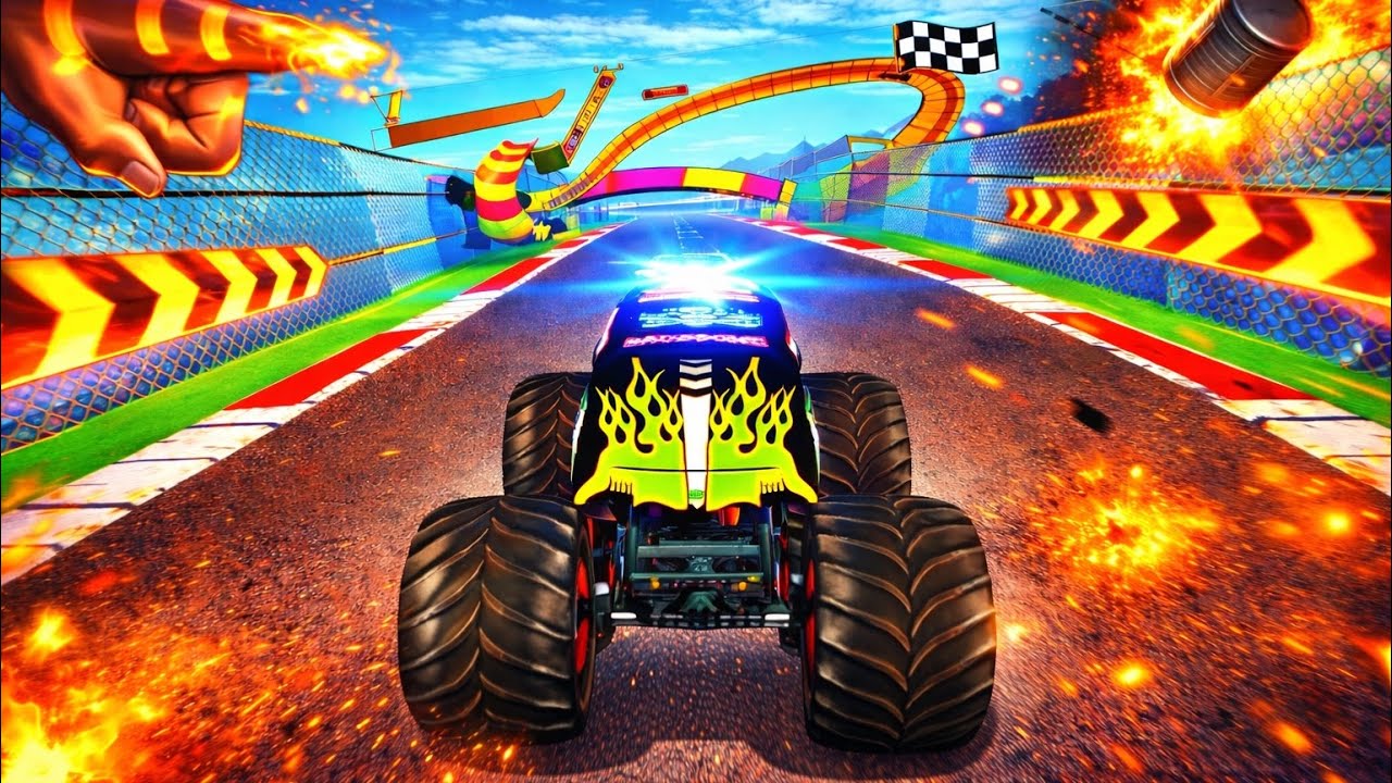 This Monster Truck is too fast for this insane track! 😱🔥~ Race on the wildest road ever! 🏁