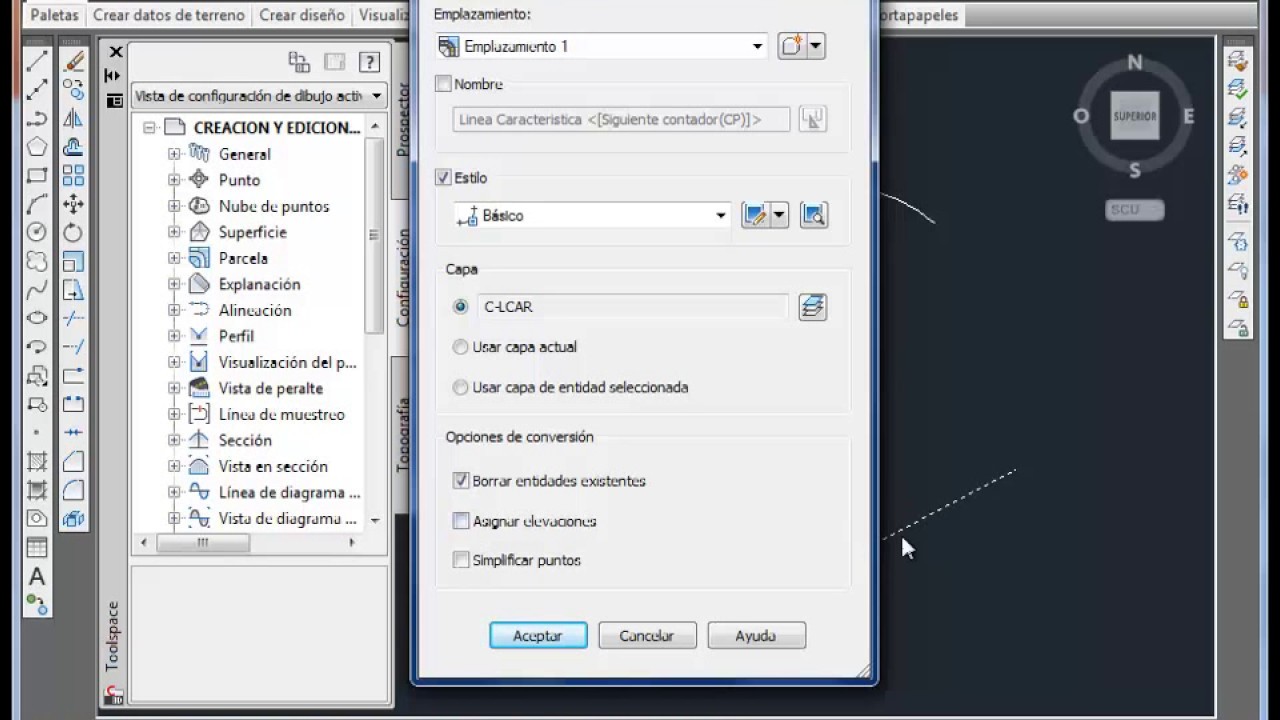 Creación y edición de líneas características geometría y elevación en AutoCAD CIVIL 3D