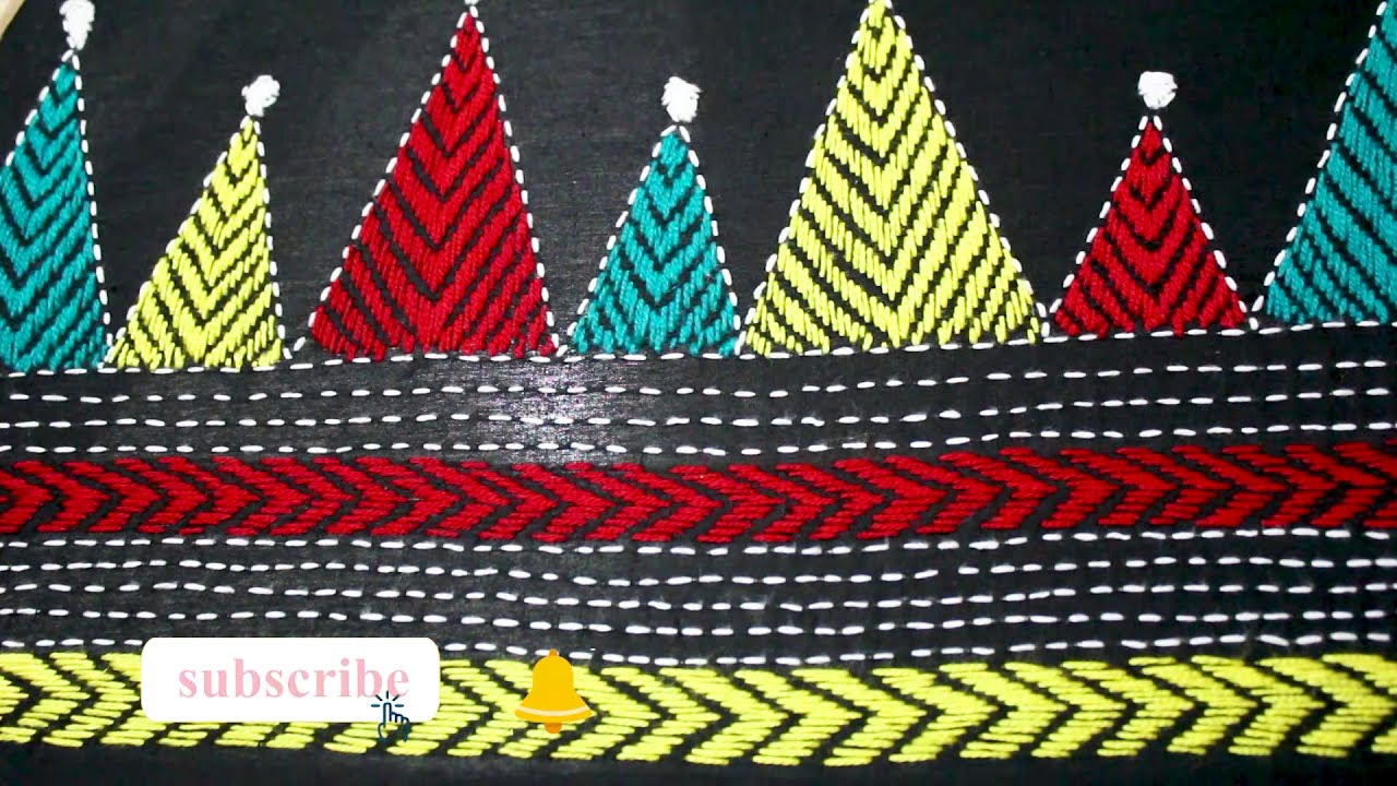 শাড়িতে যশোর স্টিচ দিয়ে আধুনিক পাড় সেলাই || Hand Embroidery Saree Design & sewing tutorial