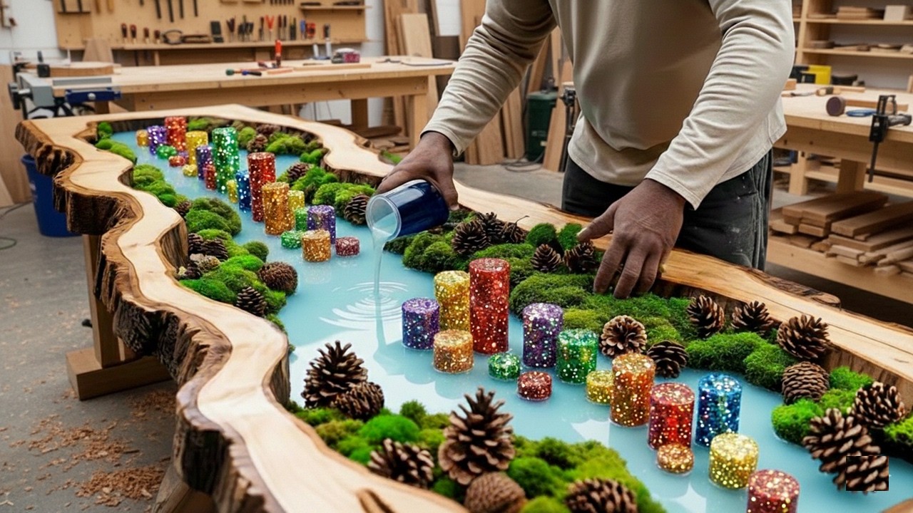 DIY Epoxy Resin Table - A Colorful Masterpiece - Click To See The Entire Process