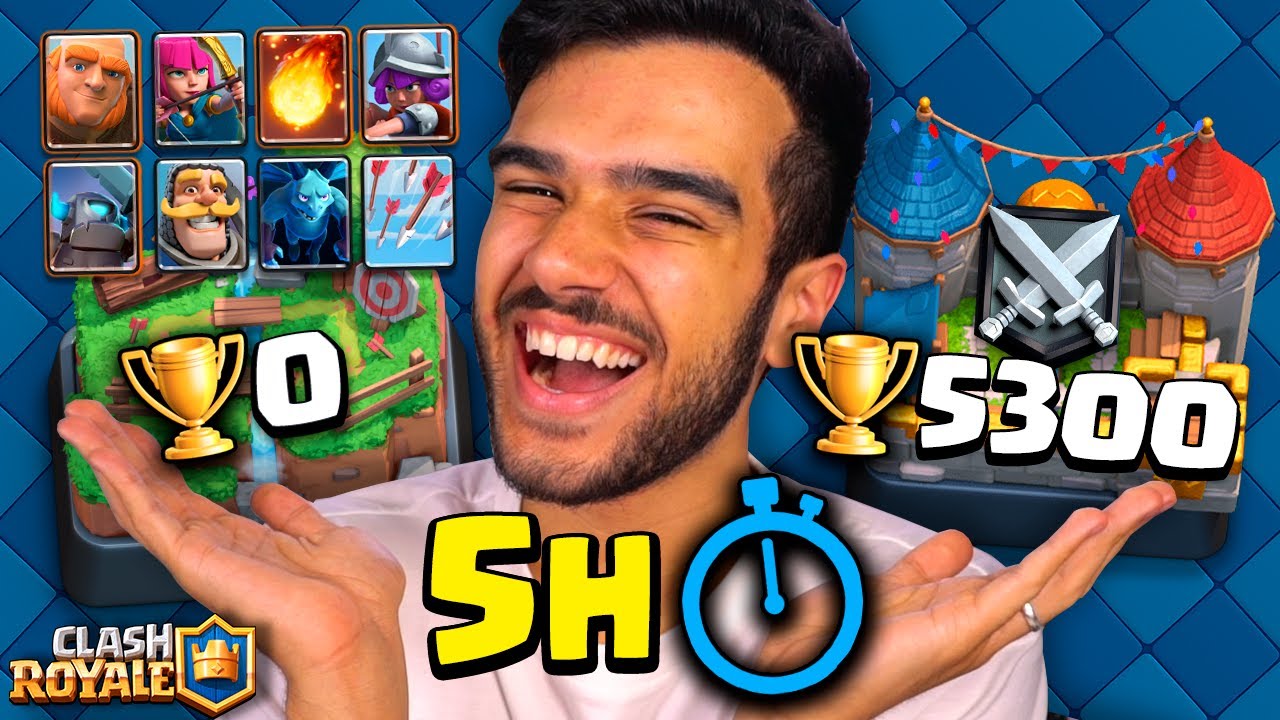 COMO SUBIR 5000 TROFÉUS EM 1 DIA COM O DECK INICIAL! CLASH ROYALE