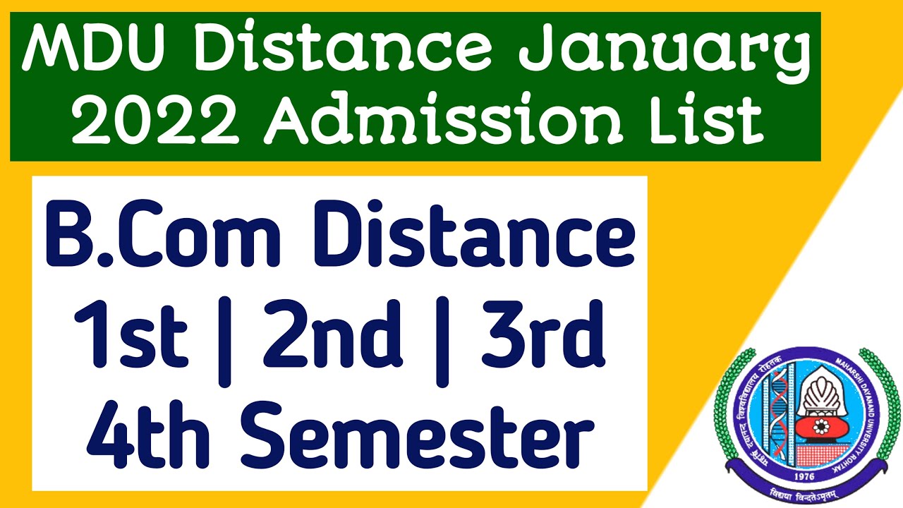 Mdu B.Com distance admission list 2022 | mdu b.com distance college list 2022 |  bcom admission list