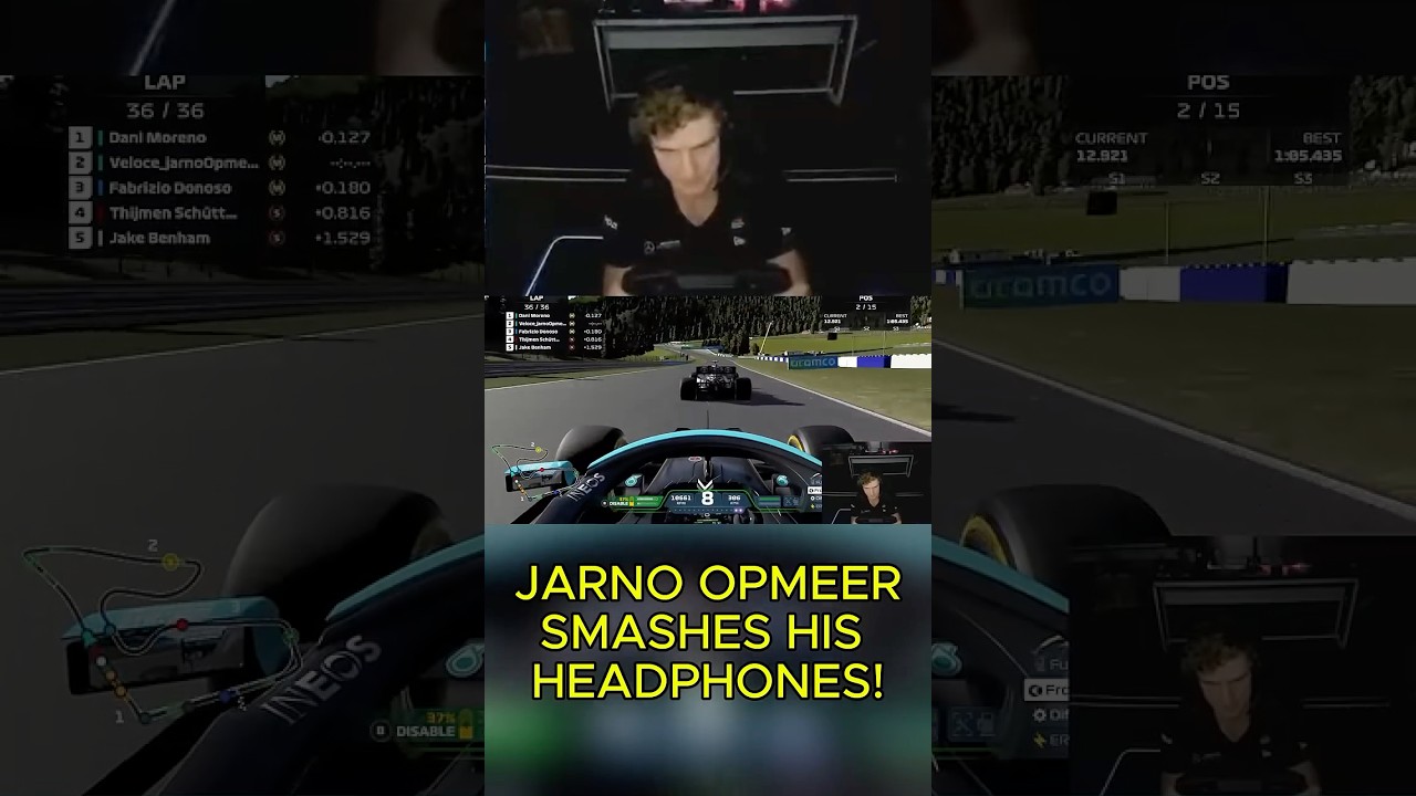 JARNO OPMEER SMASHES HIS HEADPHONES! 💥 #f1esports #f1simracing #f1game #f1