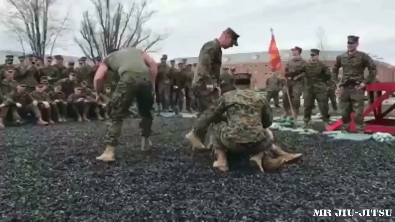 MCMAP in the Pit Two Marines hardcore grappling match