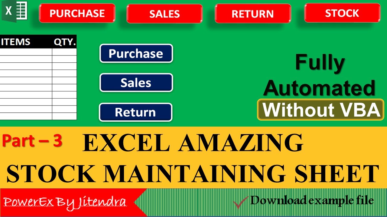 Stock Management in Excel (Hindi) Part - 3