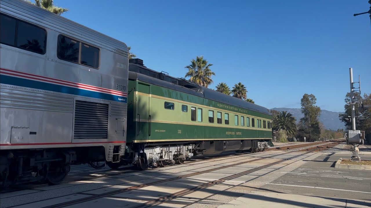 Weekly video with Amtrak 301 leading the Coast Starlight with a private car