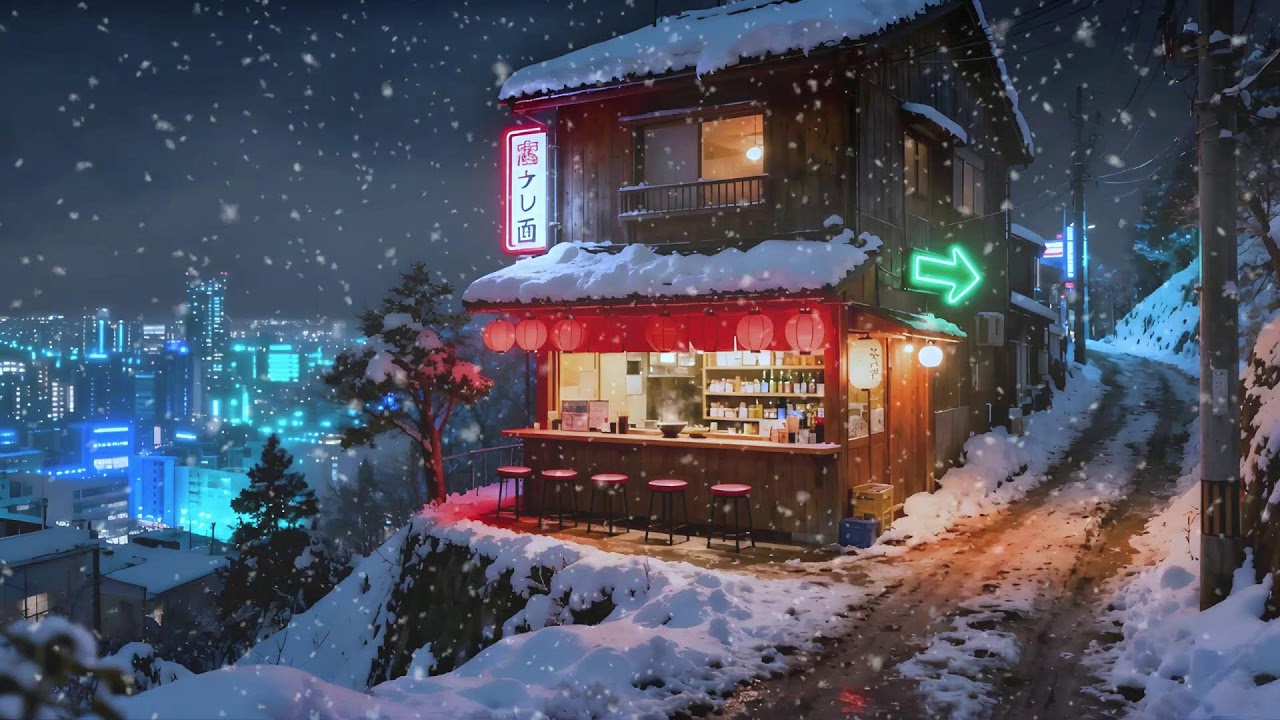 Snowy Tokyo Ramen & Coffee ☕🍜 | Late Night Cozy Lofi Beats