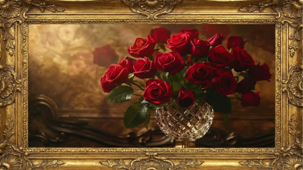  Luxury Valentine Red Roses 🌹 | 4K Gold Framed Wall Art Experience