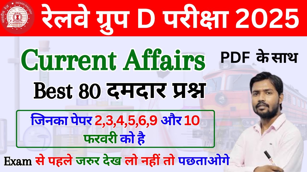 RRB Group D Current Affairs 2026 | Most Important Questions for Exam