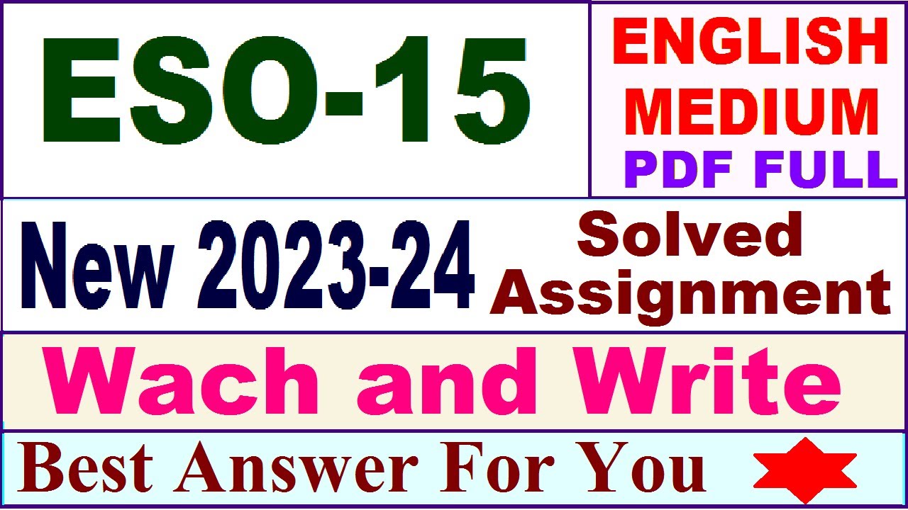 ESO 15 solved assignment 2023-24 in English / eso 15 solved assignment 2024 / ignou eso 15 2024