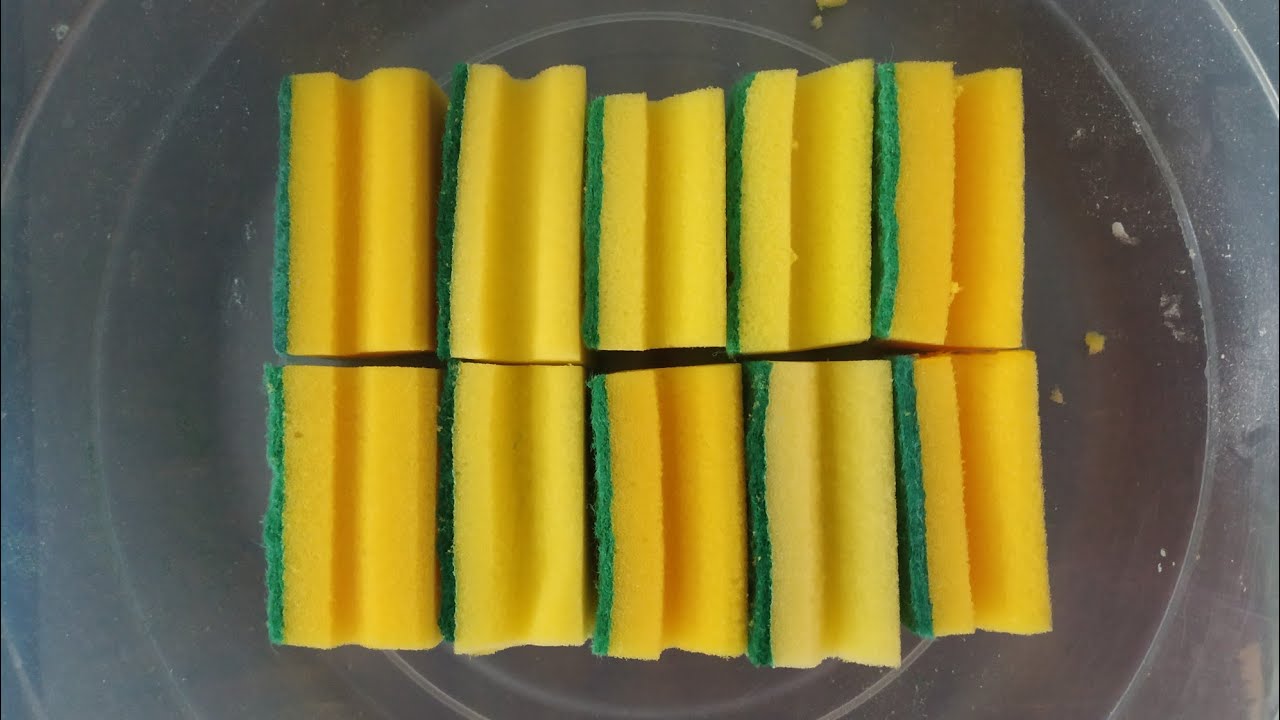 ×10 Kitchen Sponges Dry Slicing & Ripping | Sponge ASMR