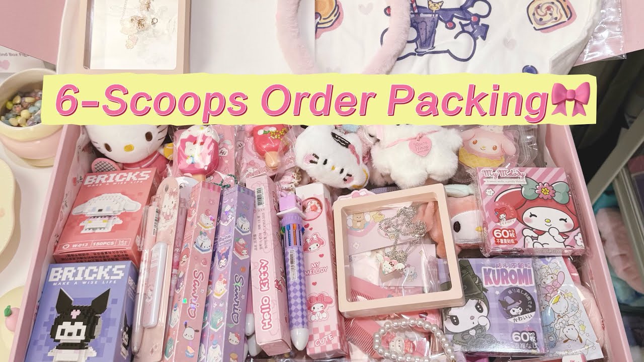6-Scoops Order Packing!💗#luckyscoop #kuromi #sanrio #kawaii #mysterybox #mysteryscoop #fyp 