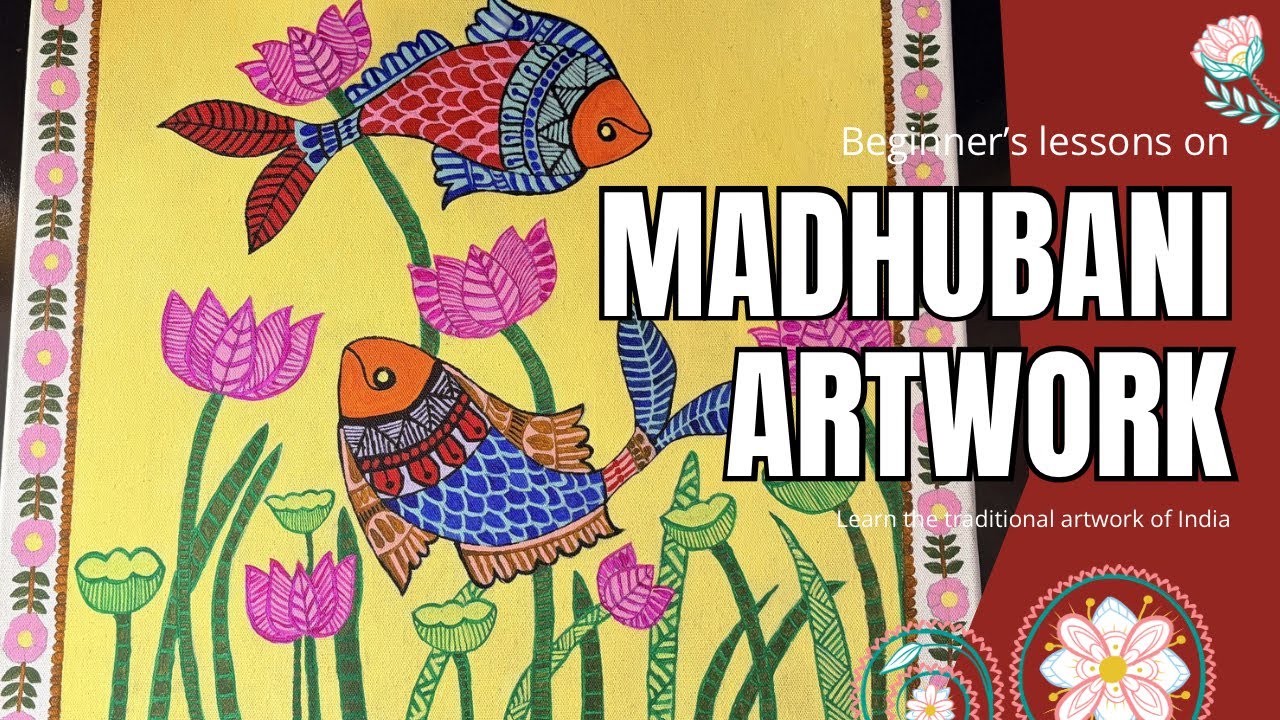 Traditional Madhubani Art on Big Canvas 😍|| Beginner Friendly ✨|| Full Process on Large Canvas 🖼️🎨