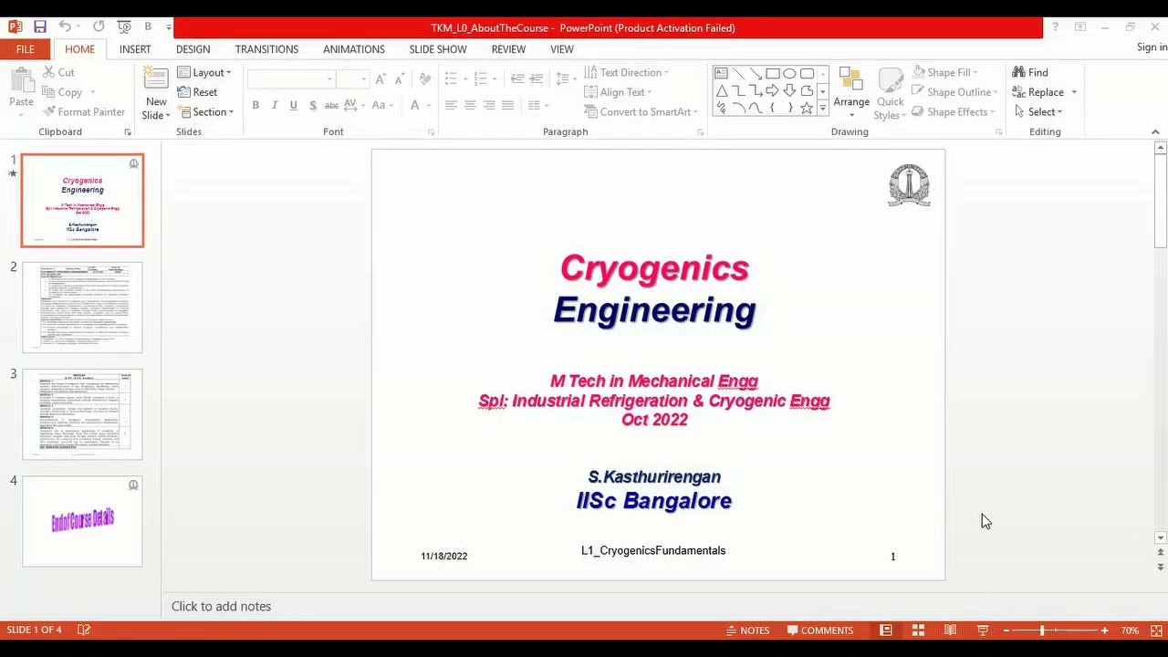L0 MTech Cryogenic Engineering Syllabus