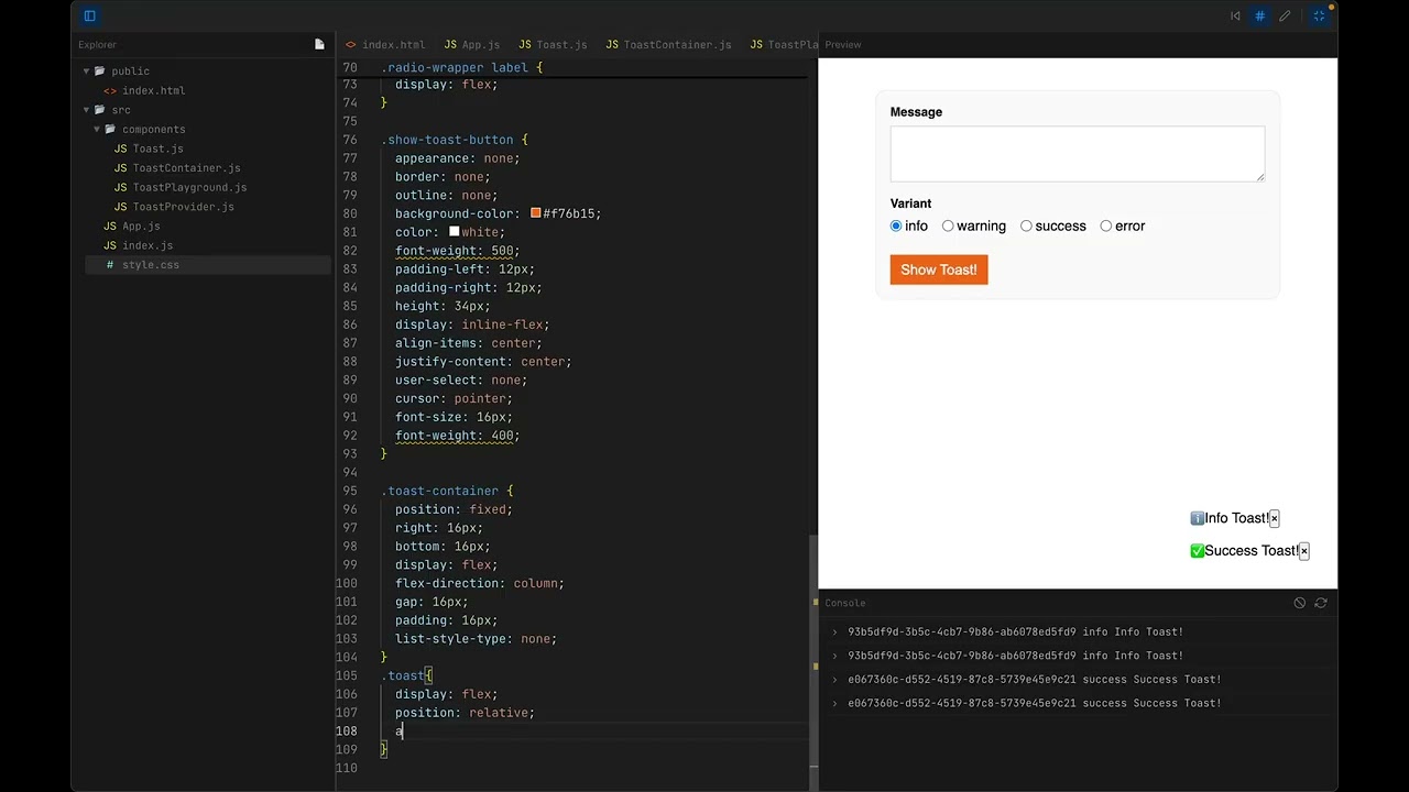 Toast Component in React | HackerRank-Style Machine Coding Round