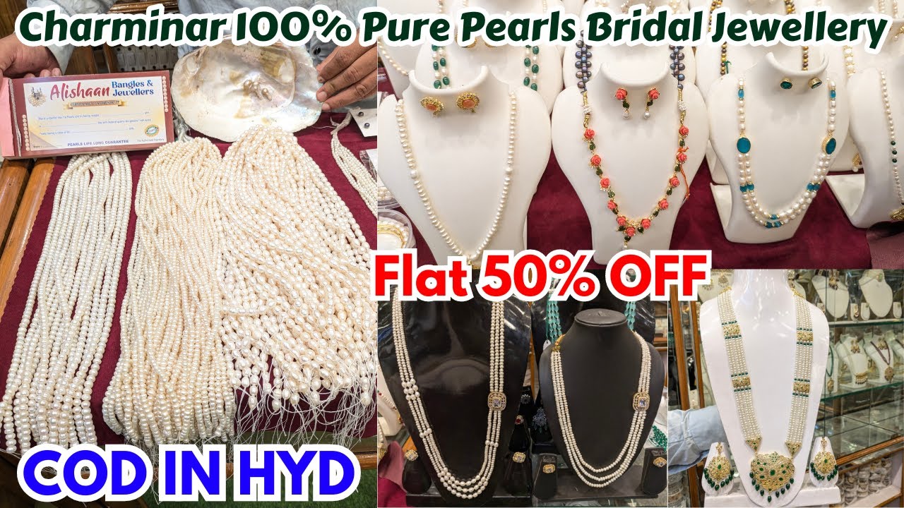 Charminar 100% Pure Pearls Bridal Jewellery Flat 50% OFF AD CZ Stone Imitation Traditional Jewellery
